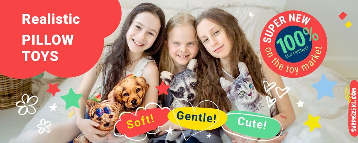 Realistic toy pillows — soft, kind, cute